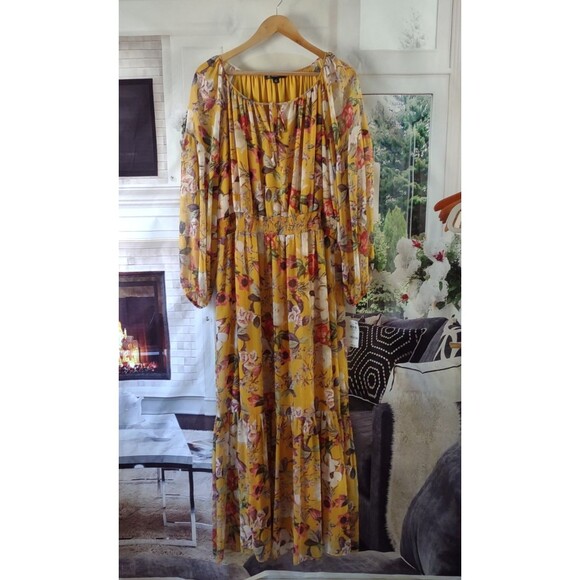 INC Maxi Dress Size 2X Fall Floral Peasant Boho Cottagecore New with Tag - Picture 6 of 12